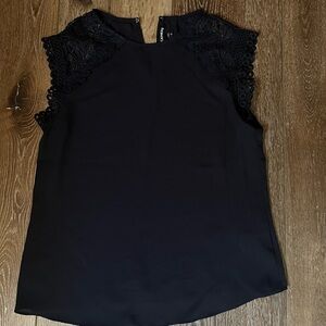 Express dark navy lace detail blouse
